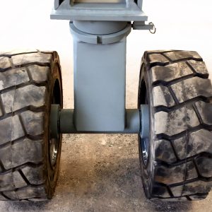 Foam wheel attached to shipping container