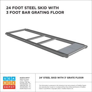 Skid – 24' Weld On With Bar Grating 3' One End