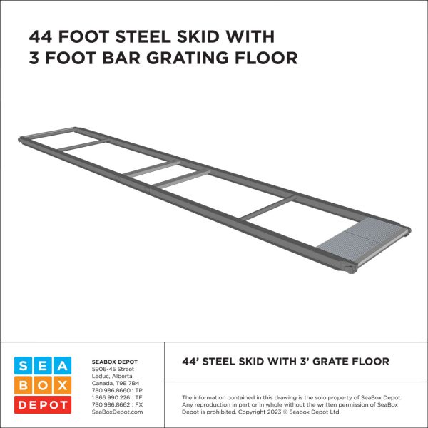 Skid – 44' Weld On With Bar Grating 3' One End
