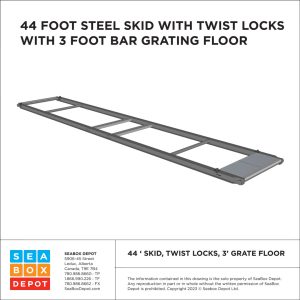 Skid – 44' With Twistlock & Bar Grating 3' One End